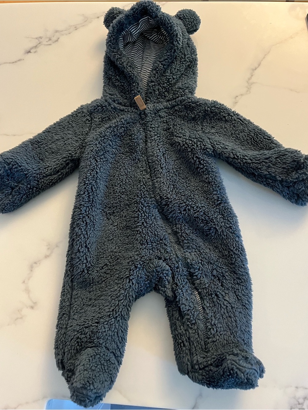 Carter's Navy Fleece Bear Hooded Bunting